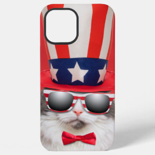 Coque iPhone 12 Pro Max Joli chat américain patriotique