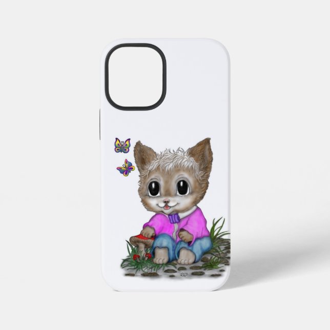 Coque iPhone Joli Chat Chaton et Papillon (Verso)
