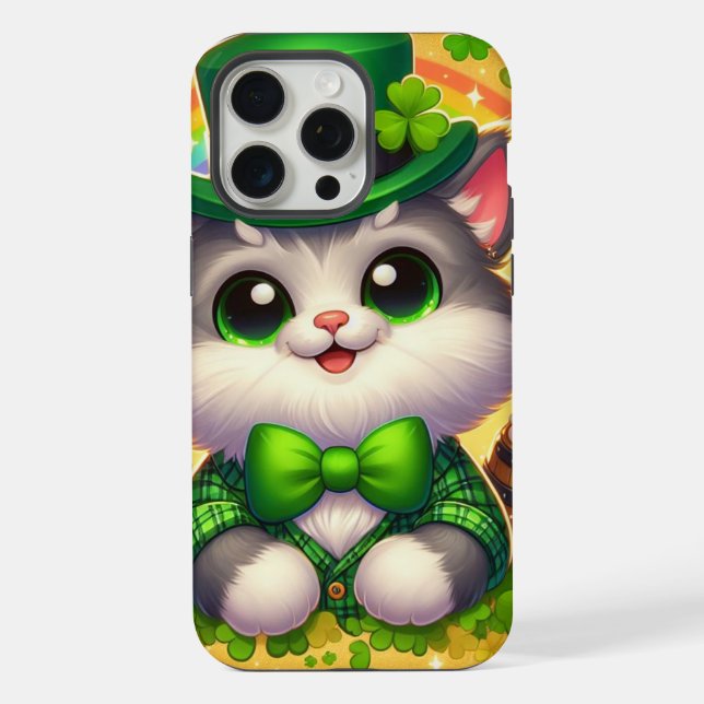 Coque iPhone Joli chat/chaton Saint Patrick  (Verso)