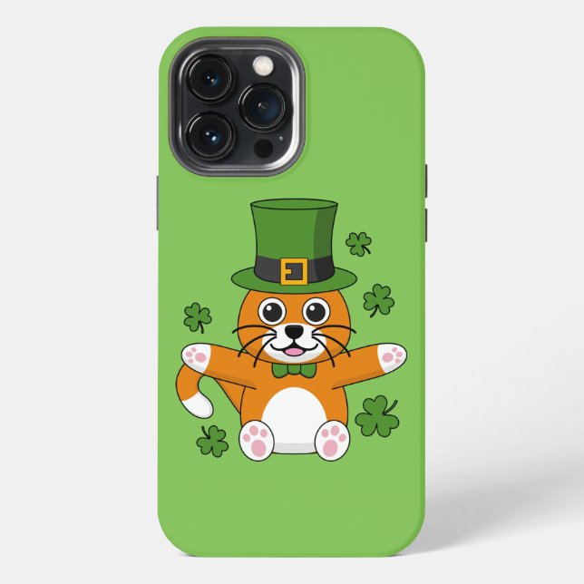 Coque iPhone Joli chat de la Saint-Patrick avec des trèfles de  (Verso)