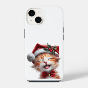 Coque Pour iPhone 14 Joli chat de Noël avec chapeau de Père Noël et noe