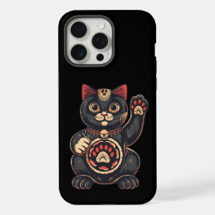 Coque iPhone 15 Pro Max joli chat Maneki Neko imprimé dessiné japonais
