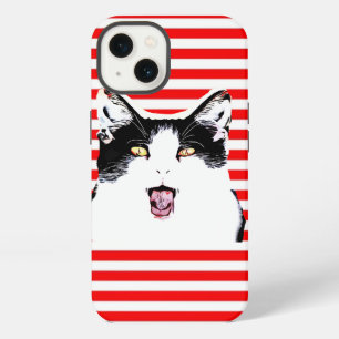 Etui iPhone 13 Joli chat noir et blanc qui rit