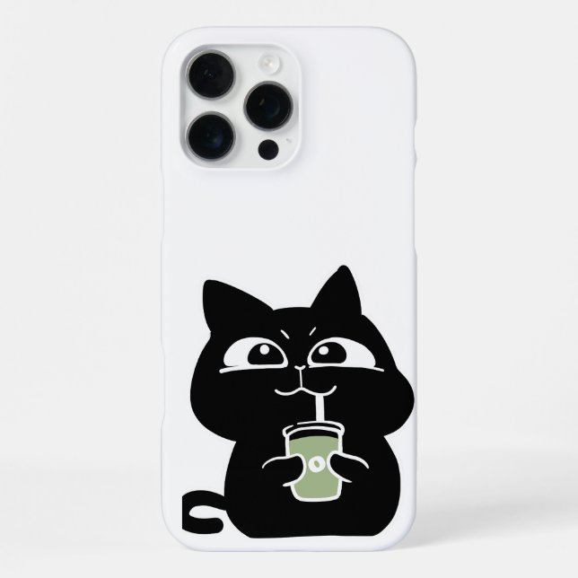 Coque iPhone Joli Chat Noir Grassouillet (Verso)