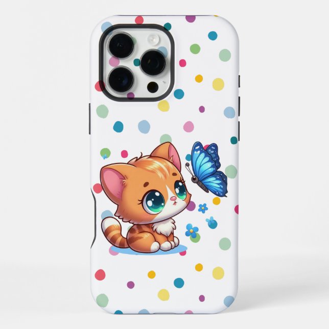 Coque iPhone Joli chaton/chat et papillon (Verso)