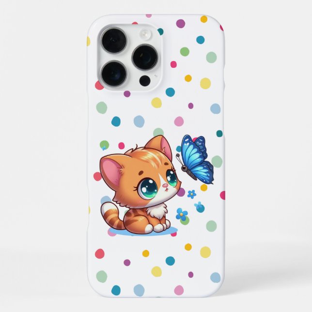 Coque iPhone Joli chaton/chat & papillon (Verso)