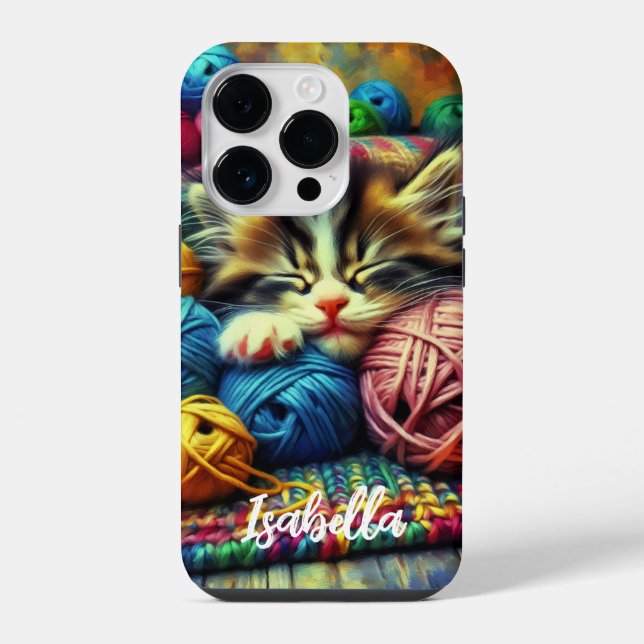 Coque iPhone Joli chaton dormant sous une couverture (Verso)