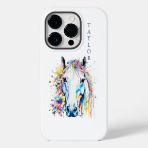 Coque Pour iPhone 14 Plus Joli Cheval Blanc Floral Personnalisé