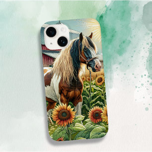 Coque Pour iPhone 14 Joli cheval brun et blanc dans une ferme rustique