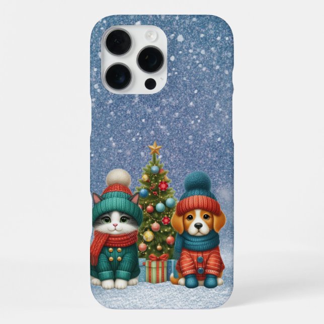 Coque iPhone Joli chiot et chaton de Noël (Verso)