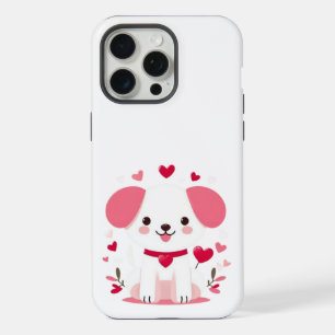 Coque iPhone 15 Pro Max Joli chiot fantaisiste de la Saint-Valentin