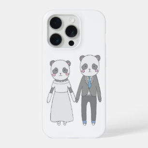 Coque iPhone 15 Pro Joli Couple de Panda pour Mariage – Mariée & Marié