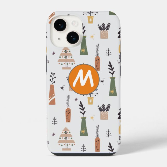 Coque iPhone Joli design monogrammé sapin initial Xmas (Verso)