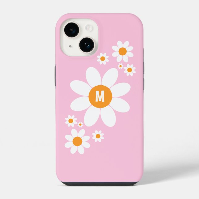 Coque iPhone Joli design simple de marguerite blanche avec init (Verso)