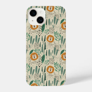 Coque Pour iPhone 14 Joli Doodle Lion Jungle Rainforest Motif