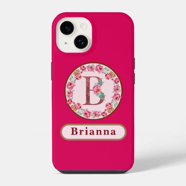 Coque iPhone Joli étui iPhone Case-Mate avec monogramme B flora (Verso)
