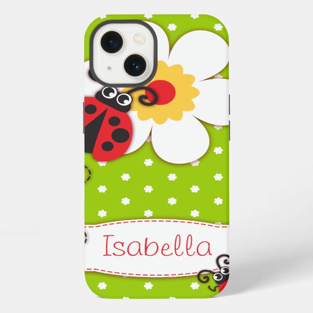 Coque iPhone Joli étui pour iPad avec coccinelle verte rouge au (Verso)