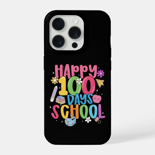 Coque iPhone Joli heureux 100 jours d'école premier jour d'écol (Verso)