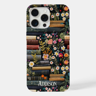 Coque iPhone 15 Pro Max Joli livre vintage et fleur sauvage