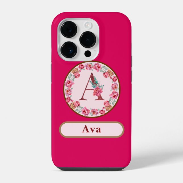 Coque iPhone Joli Monogramme A Floral (Verso)