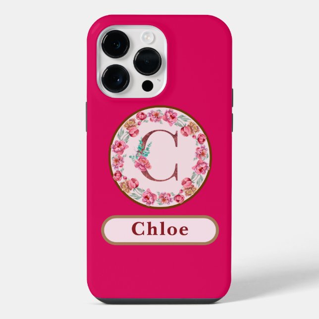 Coque iPhone Joli Monogramme C Floral  (Verso)