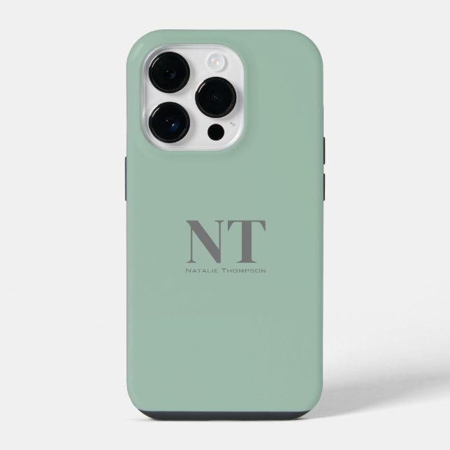 Coque iPhone Joli monogramme initial simple turquoise moderne (Verso)