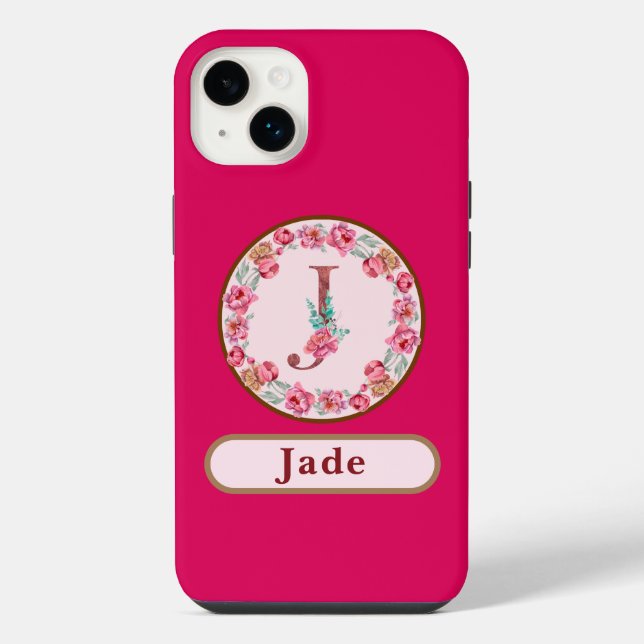 Coque iPhone Joli Monogramme J Floral (Verso)
