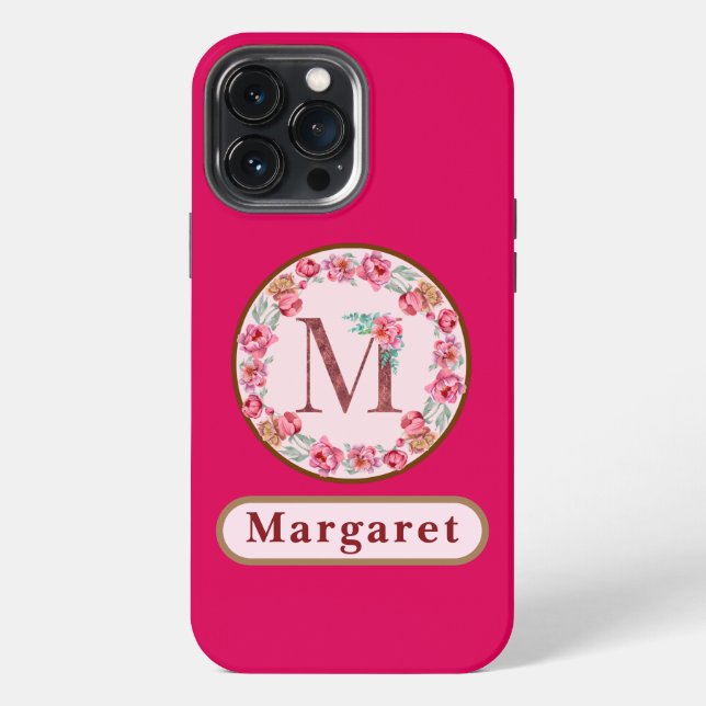 Coque iPhone Joli Monogramme M Floral (Verso)