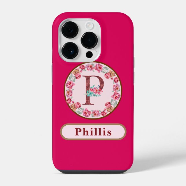 Coque iPhone Joli Monogramme P Floral (Verso)