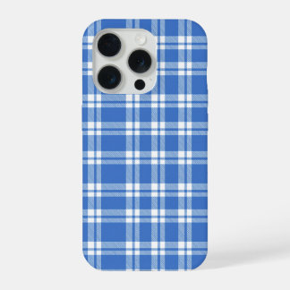 Coque iPhone 15 Pro Joli motif à carreaux bleu rétro gingham esthétiqu