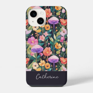 Coque Pour iPhone 14 Joli motif de champignon de fleurs sauvages modern