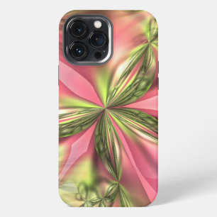 Etui iPhone 13 Pro Max Joli motif de fractales de papillon rose lime vert