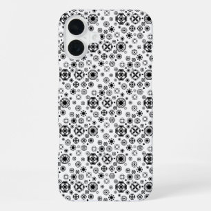 Coque iPhone 16 Plus Joli motif décoratif arabesque noir blanc