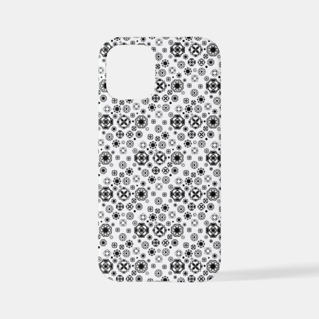 Coque iPhone Joli motif décoratif arabesque noir et blanc (Verso)