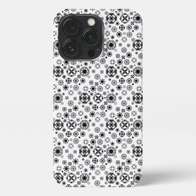 Coque iPhone Joli motif décoratif arabesque noir et blanc (Verso)