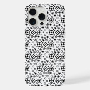 Coque iPhone 15 Pro Max Joli motif décoratif arabesque noir et blanc