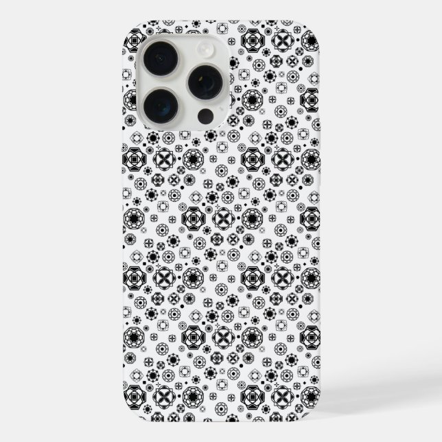 Coque iPhone Joli motif décoratif arabesque noir et blanc (Verso)