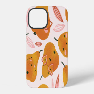 Coque iPhone 12 Joli motif d'été aux poires orange.