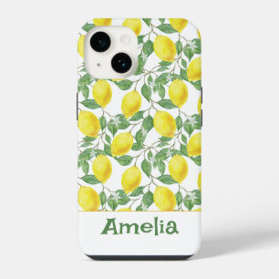 Coque Pour iPhone 14 Joli motif jaune citron personnalisable