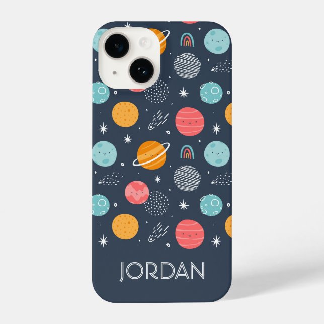Coque iPhone Joli Motif Planète Souriante (Verso)