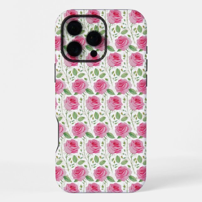 Coque iPhone Joli motif répétitif floral/rose  (Verso)