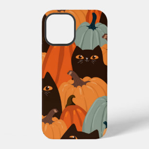 Coque iPhone 12 Joli motif sans couture avec des chats noirs et de