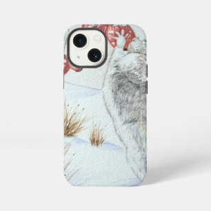 Etui iPhone 13 Mini joli mulot de champ scène hivernale neige faune