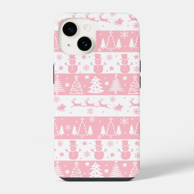Coque iPhone Joli Noël Rose Hiver (Verso)