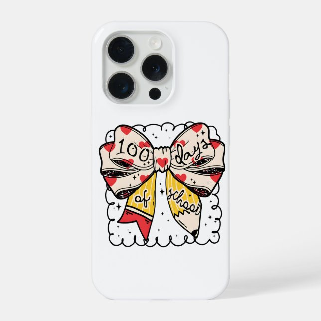 Coque iPhone Joli nœud crayon de classe pour les 100 jours d'éc (Verso)