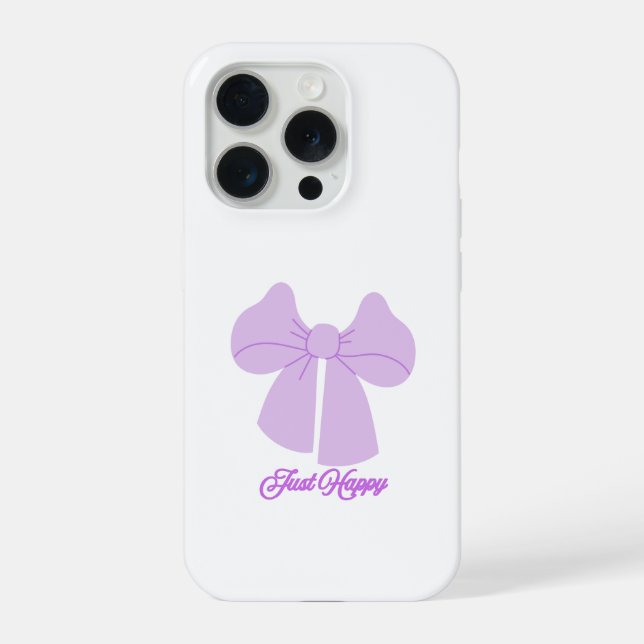 Coque iPhone Joli nœud violet Just Happy esthétique iPhone 15 P (Verso)