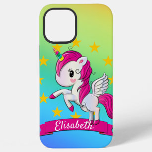 Coque iPhone 12 Pro Max Joli Nom Licorne Magique Arc-en-Ciel Enfants