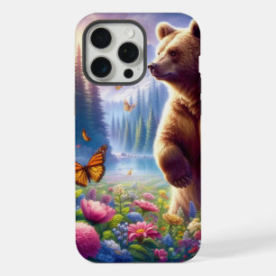 Coque iPhone 15 Pro Max Joli ours coloré et papillons