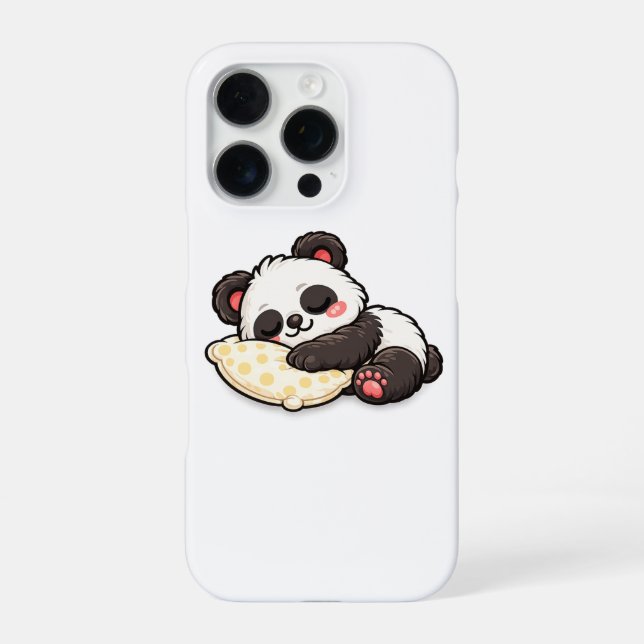 Coque iPhone Joli panda endormi avec oreiller (Verso)