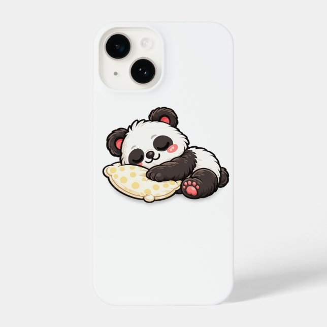 Coque iPhone Joli panda endormi avec oreiller (Verso)